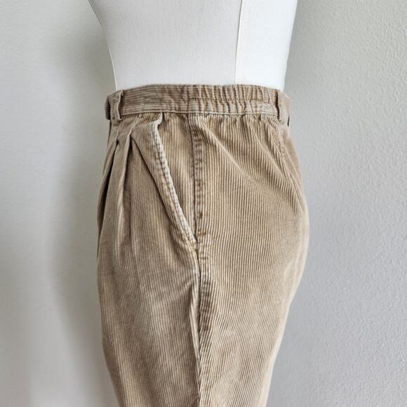 Vintage 90s Tan Corduroy High Rise Pleated Trousers Academia Mom Pant Talbots 10 - Picture 4 of 10